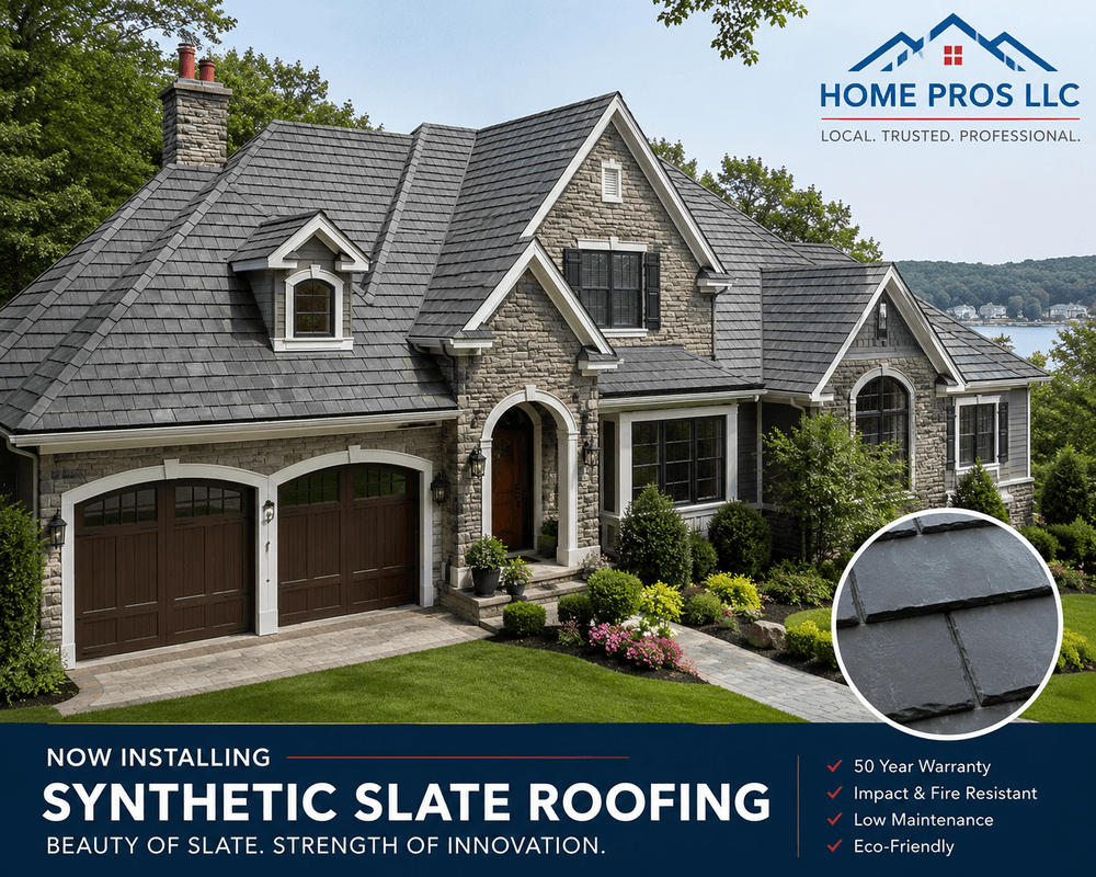 home pros llc synthetic slate roofing system luxury shoreline home featuring low maintenance fade resistant synthetic slate roof with 50 year warranty in connecticut