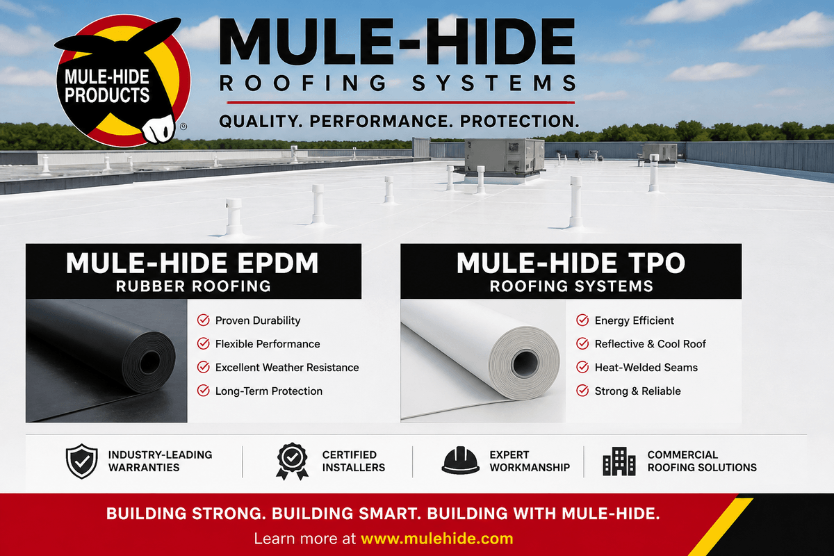 Mule-Hide EPDM and TPO commercial roofing systems installed by a commercial roofing contractor in Connecticut